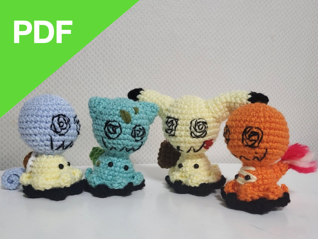 Mimikyu & Kanto Starters costumes crochet pattern
