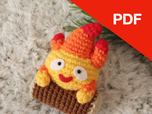 Calcifer on a Log Amigurumi Pattern